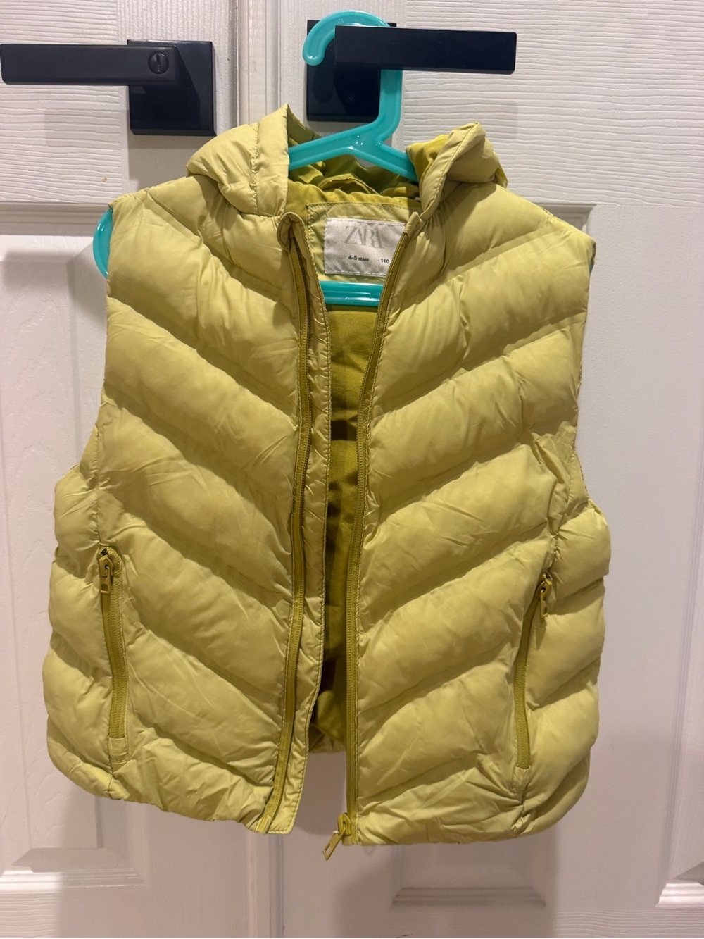 Zara Kids Light Yellow Puffer Vest with Hood